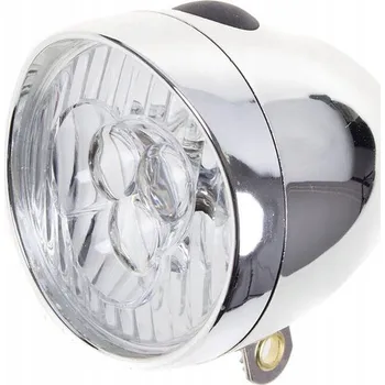 Cyklosvítilna PŘEDNÍ SVĚTLO NA KOLO RETRO LED 3xAAA STŘÍBRNÉ