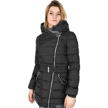 Dámský kabát Megitarnow dámský černý péřový kabát s kapucí 8001 velikost 38