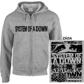 Pánská mikina System Of A Down - mikina s kapucí a zipem šedá