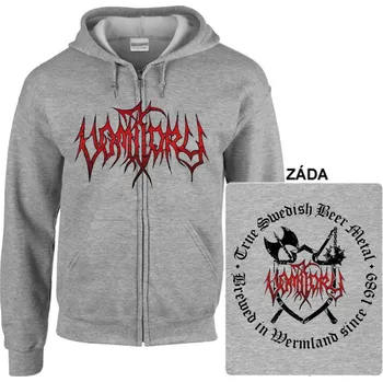 Pánská mikina Vomitory - mikina s kapucí a zipem šedá