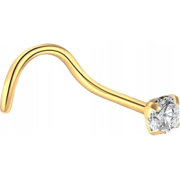 Náušnice Zlatý piercing do nosu s korunkou a zirkonem. Titanový nostril Pigmej 1,0/6/2