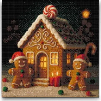 Diamantové malování Vymalujsisam Perníková chaloupka 50x50cm Pouze srolované plátno