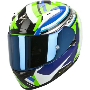 Helma na motorku Moto přilba SCORPION EXO-2000 EVO AIR AVENGER neonově zeleno/modrá 2H7110888