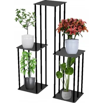 Stojan na květiny DRŽÁK NA KVĚTINÁČ STOJÍCÍ Metal LOFT ČERNÝ stojan podstavec květiny květináč PYRAMIDA