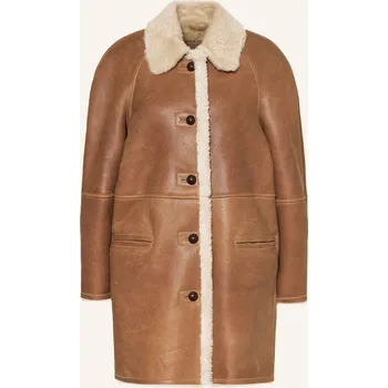 Dámský kabát Isabel Marant Dámský Kožený Kabát Berthie, koňaková / režná, 36
