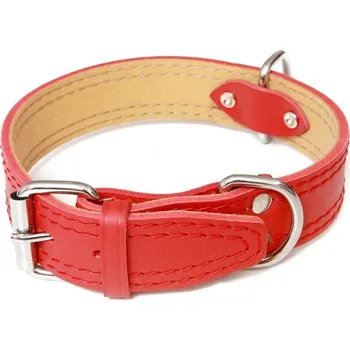 Obojek pro psa Bafpet Kožený obojek zdobený šitím HERRY 70cm/40mm červená