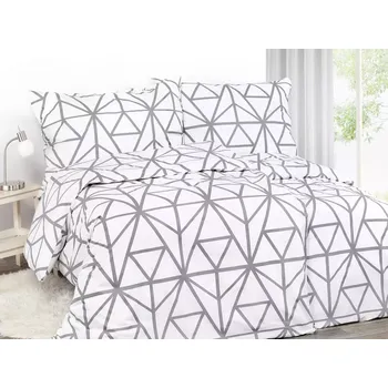 Povlečení Saténové povlečení Trojúhelníky na bílé 140x200+70x90