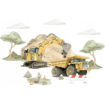 Obraz Nálepky na zeď BAGR SKLÁPĚČKA NA STAVBĚ L do pokoje pro kluka