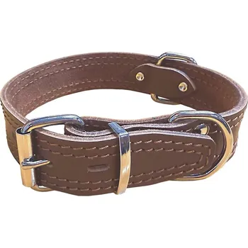 Obojek pro psa Bafpet Kožený obojek zdobený šitím HERRY 75cm/45mm hnědá