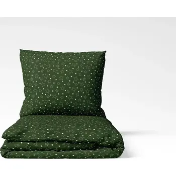 Povlečení Škodák Vánoční bavlněné povlečení Bílé hvězdy na zelené 140 x 200, 70 x 90 cm zipový uzávěr
