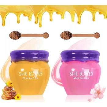 Péče o rty 2 ks balzámu na rty s medem a sakurou, denní a noční regenerační masky na rty