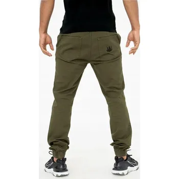 Pánské kalhoty MATERIÁLOVÉ JOGGER KALHOTY Pánské STAHUJÍCÍ KORUNKA JIGGA MODERNÍ Olivové XXL