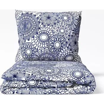 Povlečení Bavlněné povlečení Tmavě modré mandaly na bílé 140x200+70x90