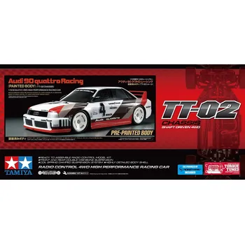 RC model auta 1:10 Audi 90 Quattro Racing Painted Body TT-02 Chassis (stavebnice)