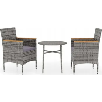 vidaXL 3dílný zahradní jídelní set polyratan [3098025] Barva: Šedo-hnědá