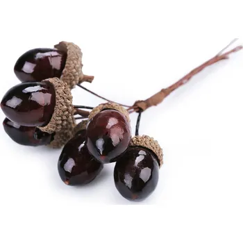 Vánoční dekorace Umělé žaludy na drátku Varianta: Hnědá, Balení: 60 ks
