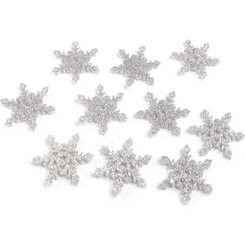 Vánoce Vánoční filcová vločka s glitry Ø40 mm Varianta: 1 stříbrná, Balení: 10 ks