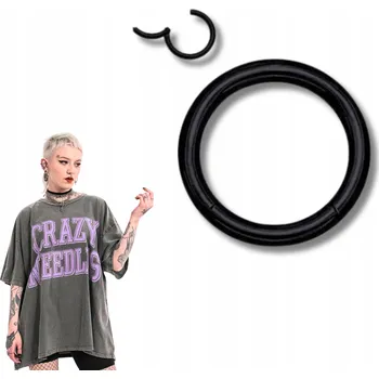 Náušnice Kroužek clicker - černý do conch, daith 1,2/12