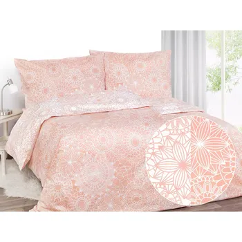 Povlečení Bavlněné povlečení Bílé a lososové mandaly - vende 140x200+70x90