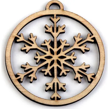 Vánoční dekorace Dřevěný výřez baňka - vločka, stromeček Ø45 mm Varianta: 1 přírodní vločka, Balení: 3 ks