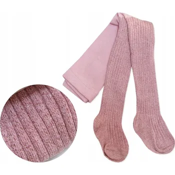 Dívčí oblečení 92-98 Bavlněné Punčocháče BROKÁT žebrované s lurexem Noviti RB005 różowy