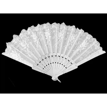 Karnevalový doplněk Vějíř textilní s glitry Varianta: náhodný vzor bílá, Balení: 12 ks