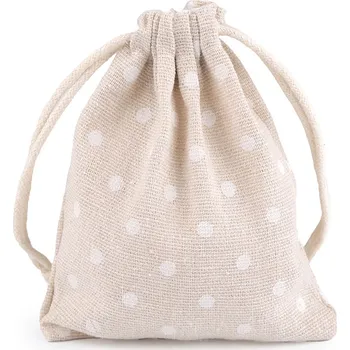 Dárková taška Dárkový pytlík 10x13 cm lněný s puntíky Varianta: 4 režná světlá, Balení: 10 ks