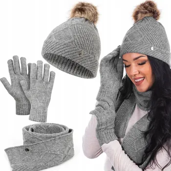 Čepice Heyo sada: čepice, rukavice, šála, univerzální velikost, šedá