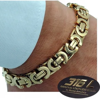 Náramek MÓDNÍ ZLATÝ NÁRAMEK PÁNSKÝ NÁRAMEK OCEL CHIRURGICKÁ 316L 12MM