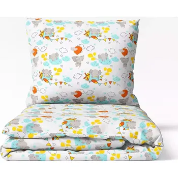 Povlečení Dětské bavlněné povlečení Létající sloník 140x200+70x90