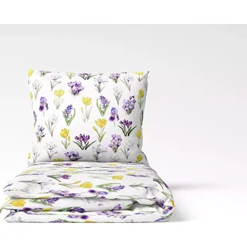 Povlečení Saténové povlečení Květy krokusu 140x200+70x90