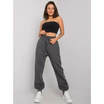 Šedé dámské volné tepláky s vysokým pasem RV-DR-7237.81-gray Velikost: L/XL