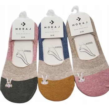 Dámské ponožky Dámské PONOŽKY – nízké KOTNÍKOVÉ PONOŽKY, BAVLNA, MORAJ – balerínky, motiv králíka, 3 páry, velikost 35-38