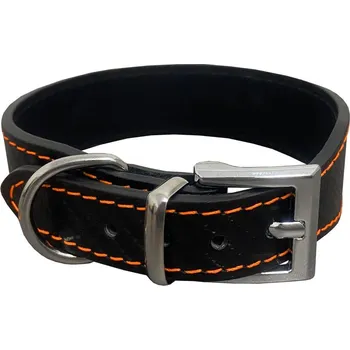 Obojek pro psa Bafpet Kožený obojek CARBON 38cm/28mm oranžová