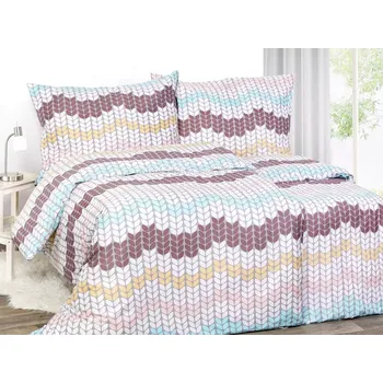 Povlečení Saténové povlečení Geometrické lístečky 140x200+70x90