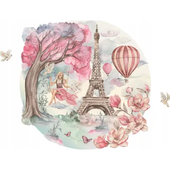 Obraz Nálepky na zeď do pokoje pro holčičku POHÁDKOVÁ PAŘÍŽ květiny motýlci XL