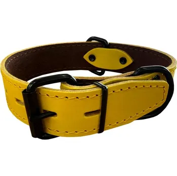 Obojek pro psa Bafpet Obojek HERRY černé kování 60cm/35mm žlutá