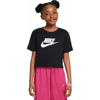 Pánské oblečení Dětské tričko s krátkým rukávem Nike G NSW TEE CROP FUTURA HBR černé FZ5548-010 - S | UK 9,5 | US 12
