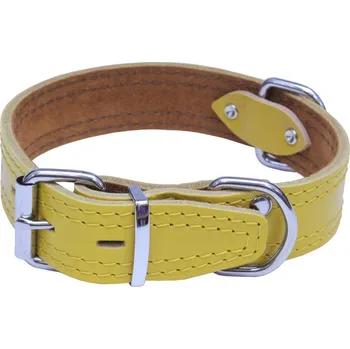 Obojek pro psa Bafpet Kožený obojek zdobený šitím HERRY 50cm/35mm žlutá