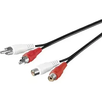 Audio kabel MicroConnect Stereo kabel 2x RCA (M) - 2x RCA (F) 1.5m černá (AUDCH2)