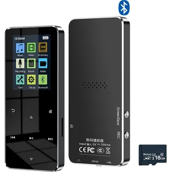 MP4 MP3 přehrávač 16 GB Bluetooth 5.0 Rádio HiFi černá