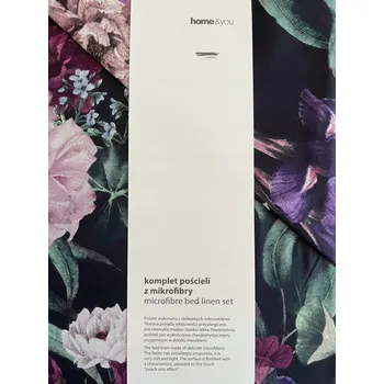 Povlečení Povlečení z mikrovlákna 160x200 černé s fialovými květy Home&You flerro