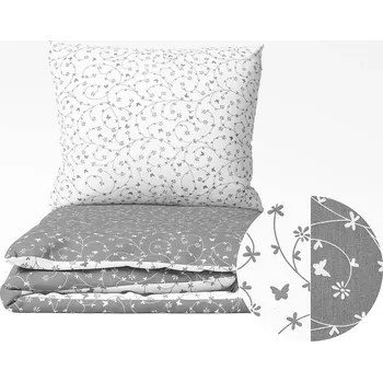Povlečení Bavlněné povlečení Šedí a bílí motýlci - vende 140x200+70x90