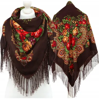 Šátek Velký Dámský Folklórní Šátek Šála Lidový Goralský Třásně Etno Květiny