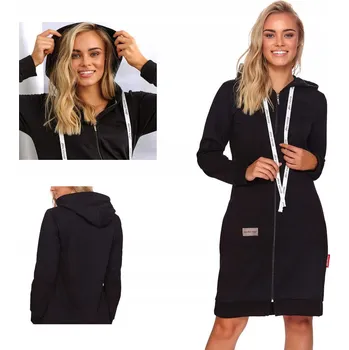 Dámský župan Dámský župan s kapucí na zip pro ženy černý DOCTOR NAP SMZ.4136 L