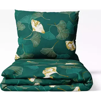 Povlečení Bavlněné povlečení Ginkgo na tm. zelené 140x200+70x90