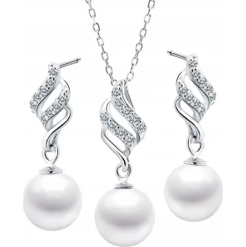 Přívěsek SADA STŘÍBRNÝCH ŠPERKŮ S PERLOU STŘÍBRO 925
