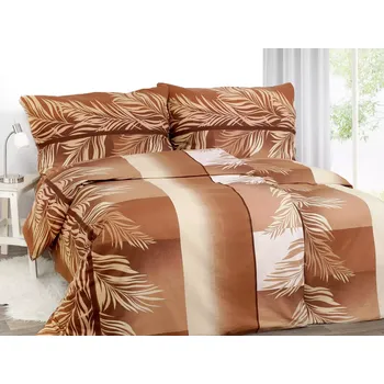 Povlečení Saténové povlečení Hnědé listí s béžovým 140x200+70x90