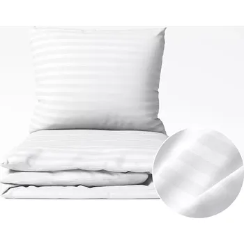 Povlečení Damaškové povlečení proužky 2 cm - bílé 140x200+70x90