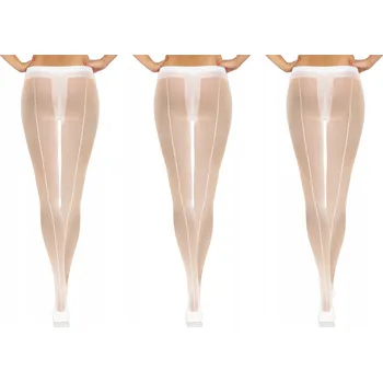 Dámské punčochy Sesto Senso Punčocháče se švem dámské 3 kusy 20 DEN 4 Bílé